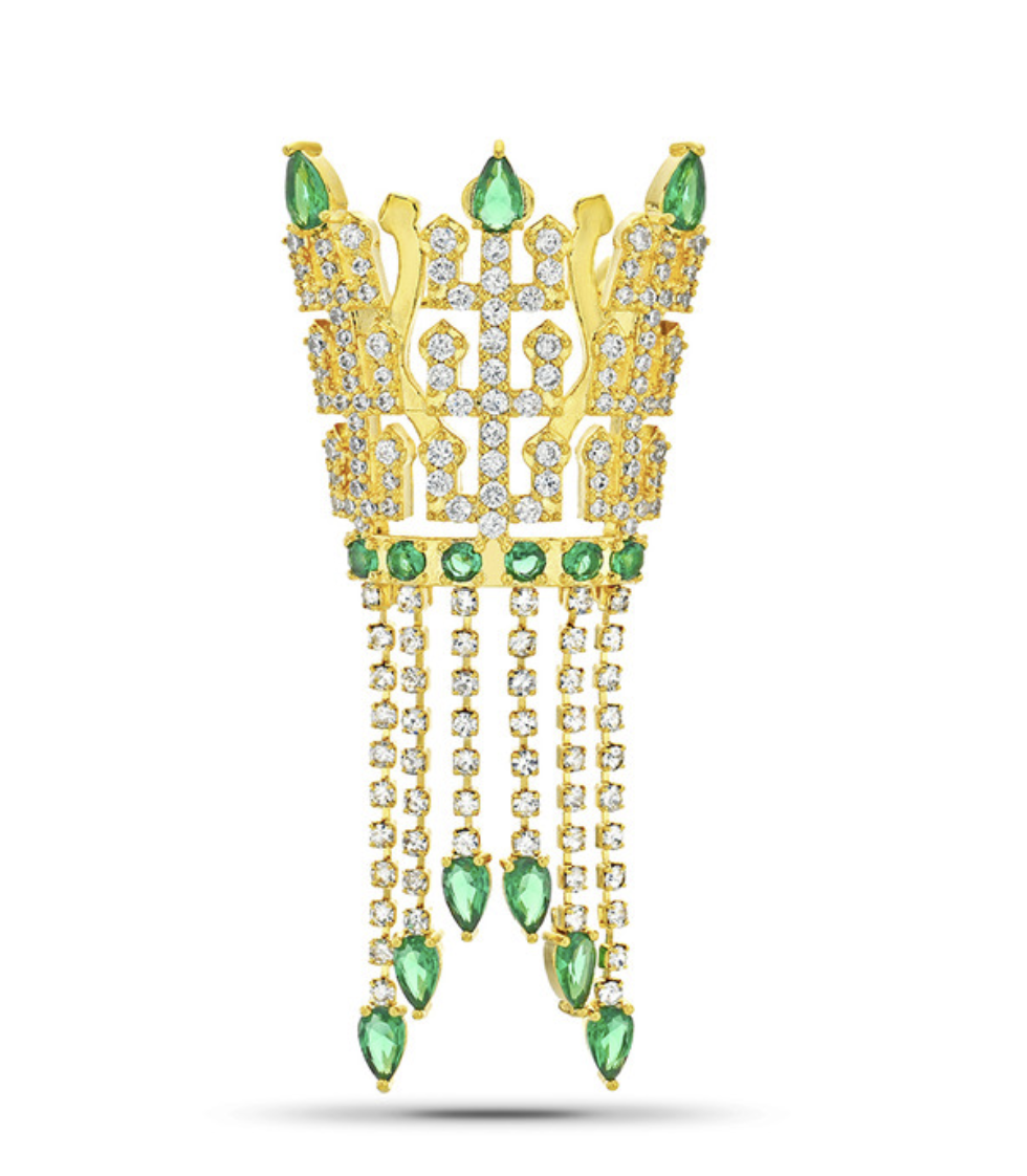 Korean Crafts Collection - Golden Crown Brooch 18K with Cubik